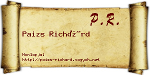 Paizs Richárd névjegykártya