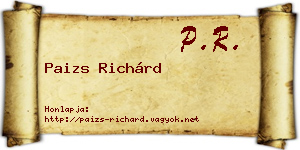 Paizs Richárd névjegykártya